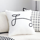 SOGA 2X 45cm Minimalist White Script Letter Embroidered Throw Pillow