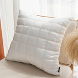 SOGA Quilted Cushion 50cm White Grid Pattern Soft Padded Decorative Throw Pillow