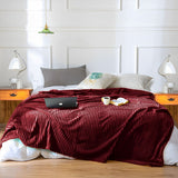 SOGA 2X Burgundy Throw Blanket Warm Cozy Striped Pattern Thin Flannel Coverlet Fleece Bed Sofa Comforter