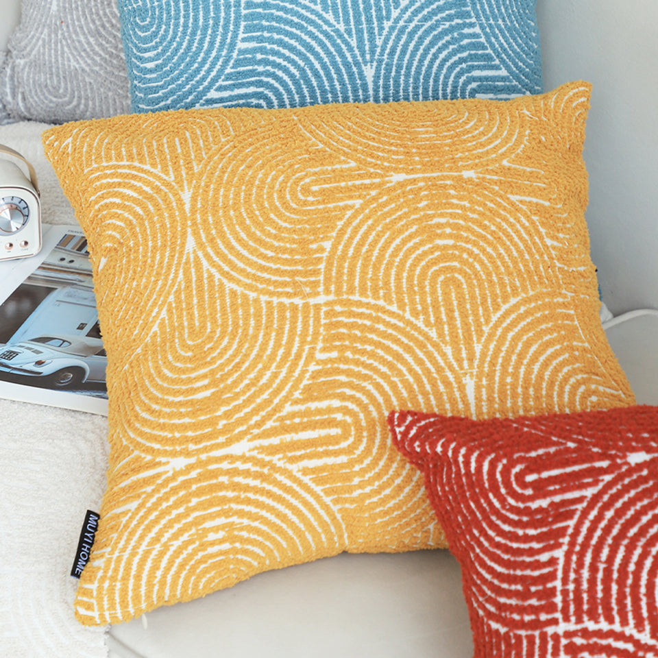SOGA 50cm Mustard Yellow Throw Pillow Geometric Indoor and Outdoor Corded for Home Decor