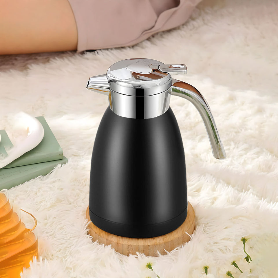 SOGA 2X 1.8L Stainless Steel Water Bottle Insulated Vacuum Flask Water Coffee Jug Thermal Black