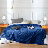 SOGA 2X Blue Throw Blanket Warm Cozy Striped Pattern Thin Flannel Coverlet Fleece Bed Sofa Comforter