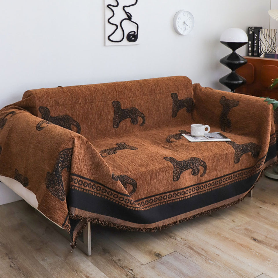 SOGA Two-seater Brown Sofa Cover Leopard Print 180x260cm Polyester