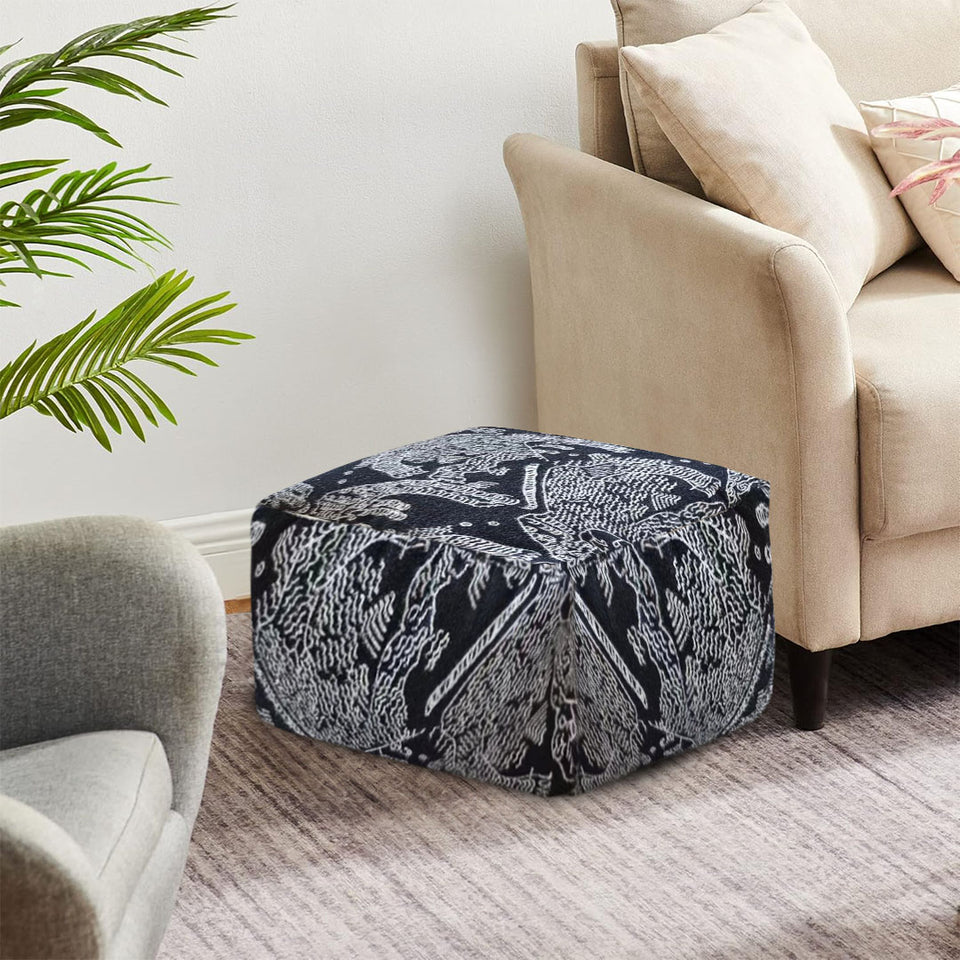 SOGA 55x30cm Black Squared Soft Pouffe Seat Cushion Elegant Home Accent Décor Stylish Footstool