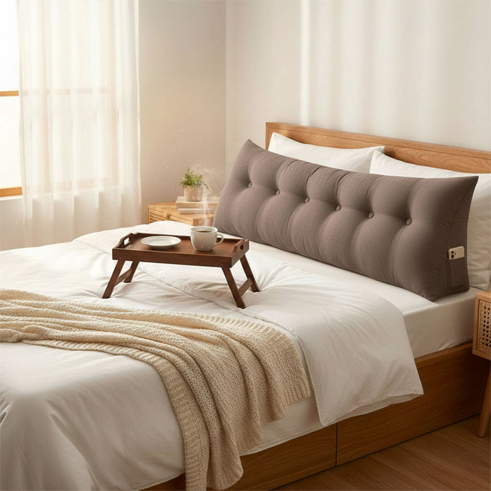 SOGA 180cm Coffee Triangular Wedge Bed Pillow Headboard Backrest Bedside Tatami Cushion Home Decor