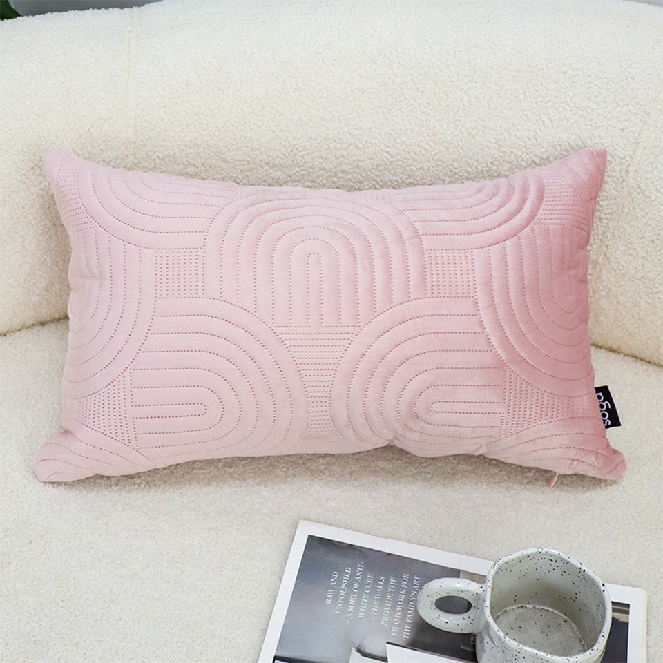 SOGA 30cm Pink Textured Geometric Pattern Decorative Throw Pillow