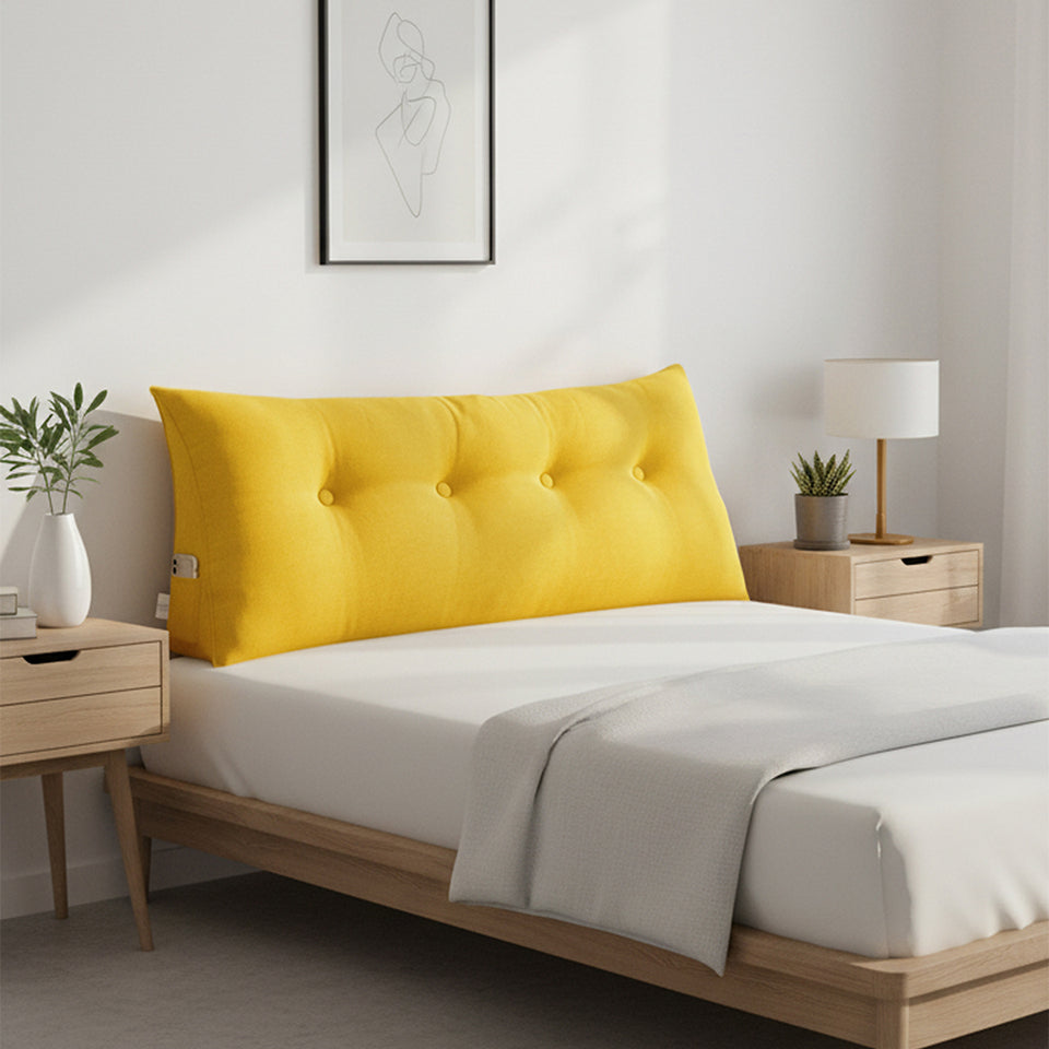 SOGA 120cm Yellow Triangular Wedge Bed Pillow Headboard Backrest Bedside Tatami Cushion Home Decor