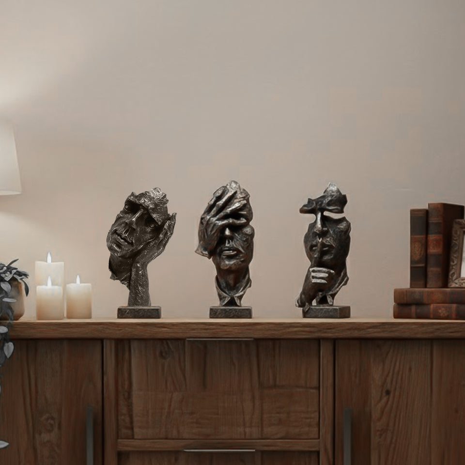 SOGA Home & Living Bundle – Abstract Resin Face Sculptures for Modern Art Home Decor