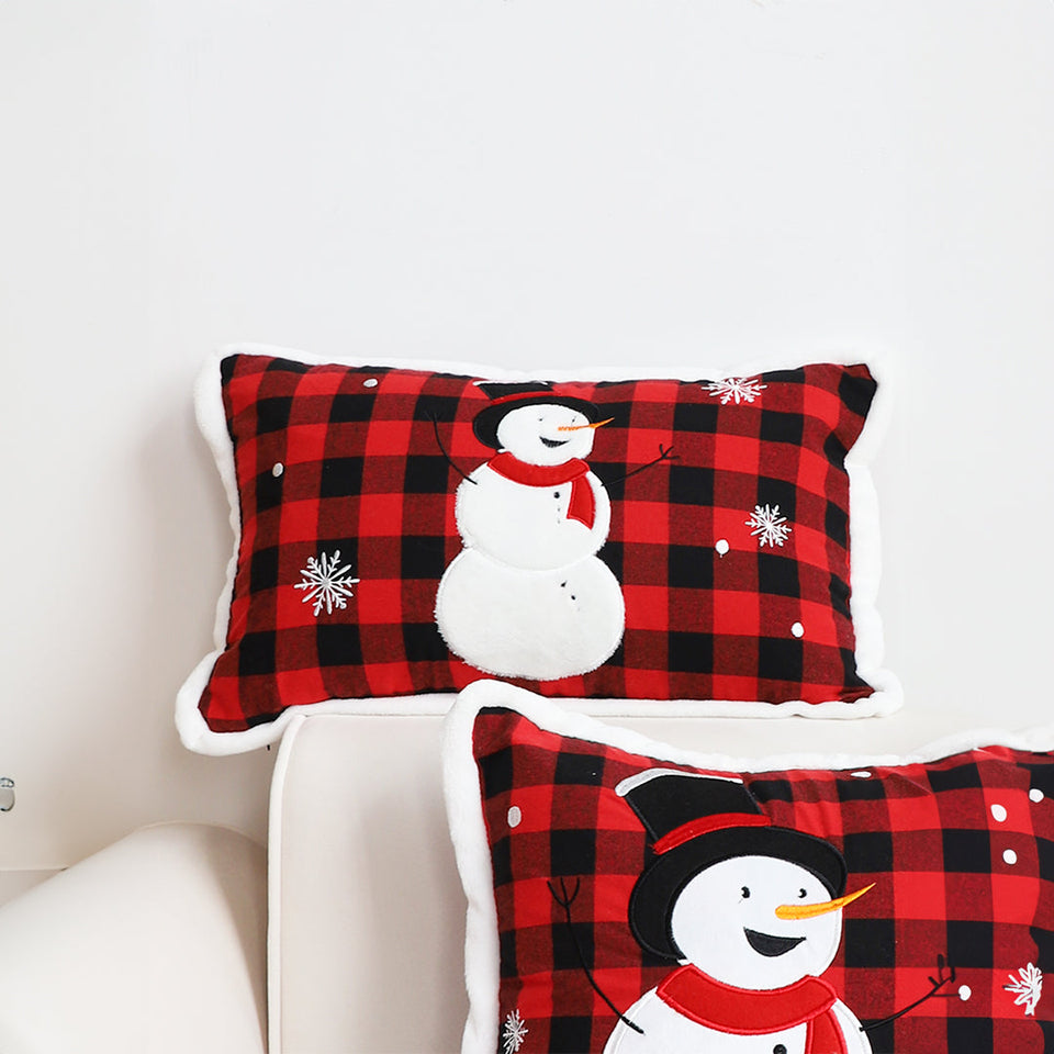 SOGA 30cm Red Christmas Snowman Lumbar Throw Pillow
