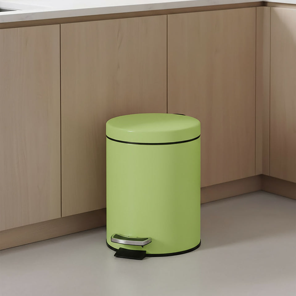SOGA Foot Pedal Stainless Steel Rubbish Recycling Garbage Waste Trash Bin Round 7L Green