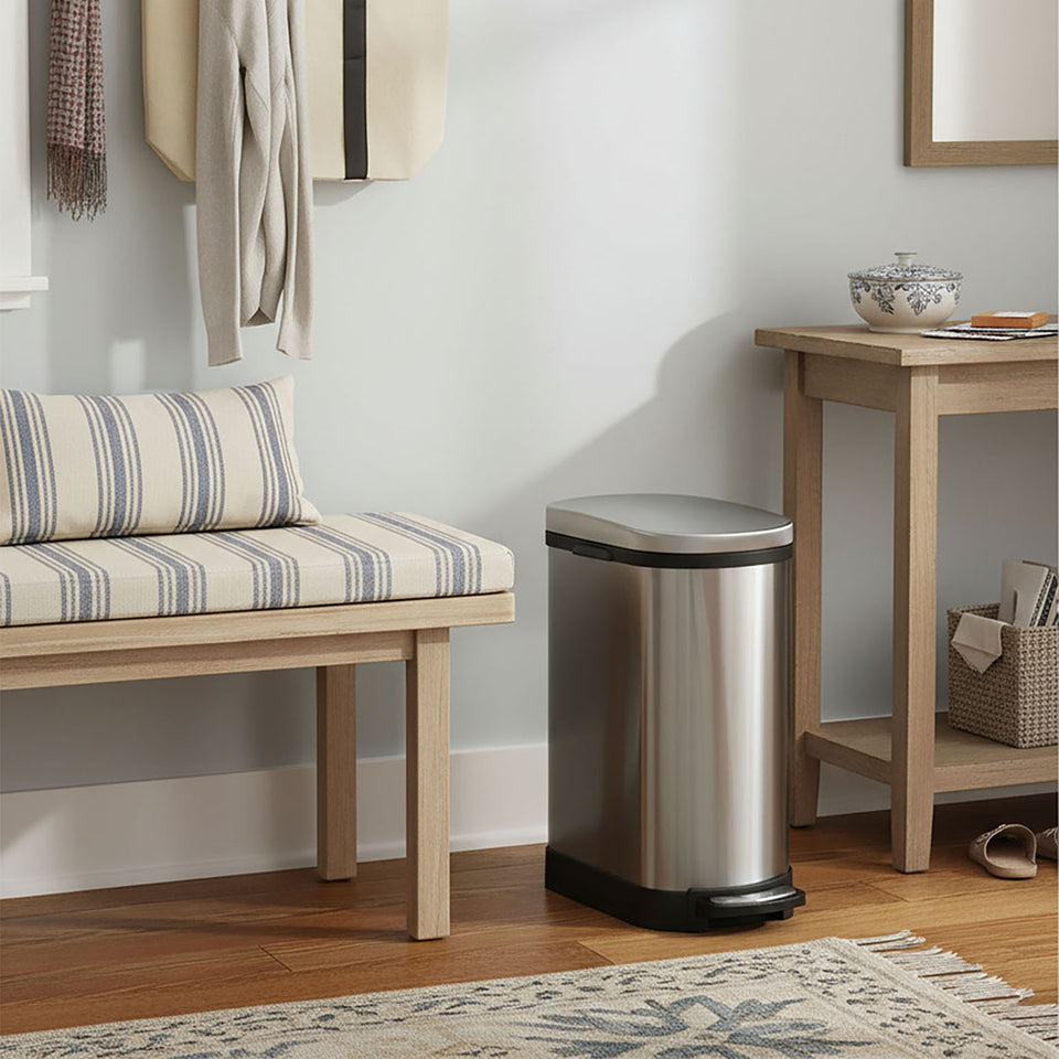 SOGA 2X Foot Pedal Stainless Steel Rubbish Recycling Garbage Waste Trash Bin 10L U