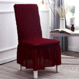 SOGA 2X Burgundy Chair Cover Seat Protector with Ruffle Skirt Stretch Slipcover Wedding Party Home Decor