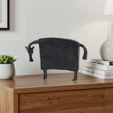 SOGA 24cm Black Cow Sculpture with Dotted Pattern in Resin for Modern Home Decor