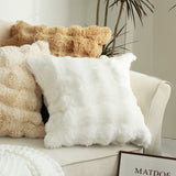 SOGA 2X 50cm Throw Pillow White Rabbit Fur Cushion Luxurious Soft Decorative Square Pillow for Living Room
