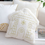 SOGA 40x45cm Festive White Christmas House Shaped Holiday Throw Pillow