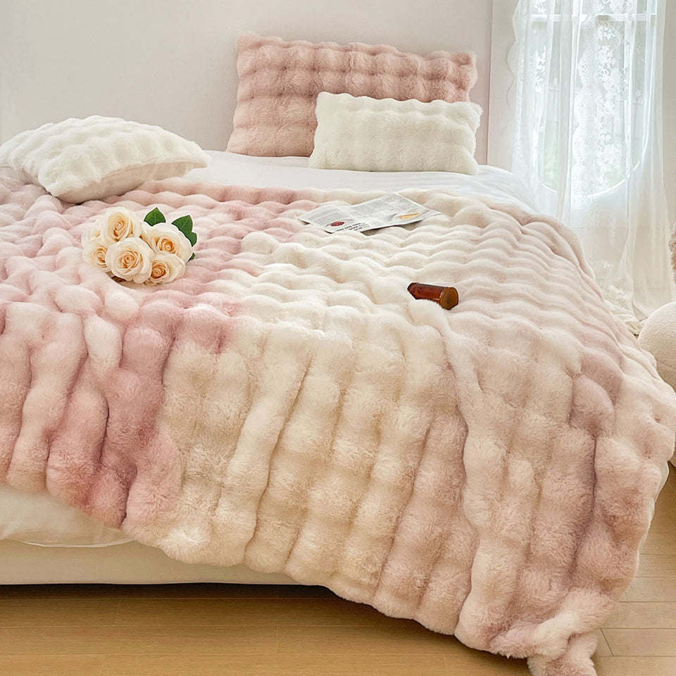 SOGA 200cm Light Pink Fuzzy Fur Throw Blanket
