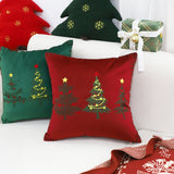 SOGA 45cm Burgundy Red Christmas Tree Embroidered Throw Pillow