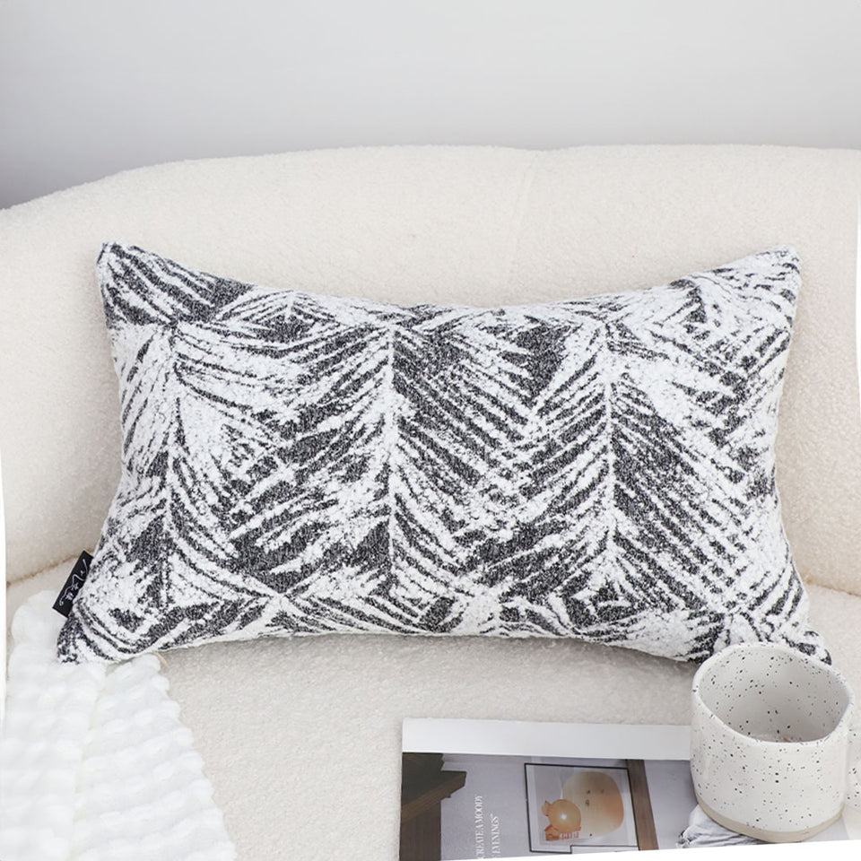 SOGA 35cm Modern Charcoal Palm Leaf Print Contemporary Throw Pillow