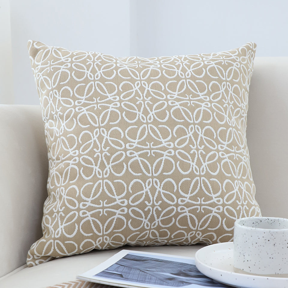 SOGA 50cmThrow Pillow White and Beige Geometric Pattern Accent for Home Decor