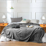 SOGA Grey Throw Blanket Warm Cozy Striped Pattern Thin Flannel Coverlet Fleece Bed Sofa Comforter