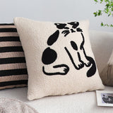 SOGA 45cm Off-White Cat Design Square Throw Pillow
