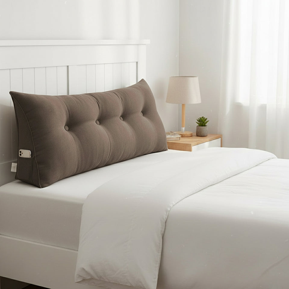 SOGA 120cm Coffee Triangular Wedge Bed Pillow Headboard Backrest Bedside Tatami Cushion Home Decor