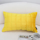 SOGA 30cm Yellow Quilted Grid Pattern Decorative Throw Pillow