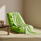 SOGA Home & Living Bundle – Green Acrylic Knitted Throw Blanket & Green Floor Recliner Sofa