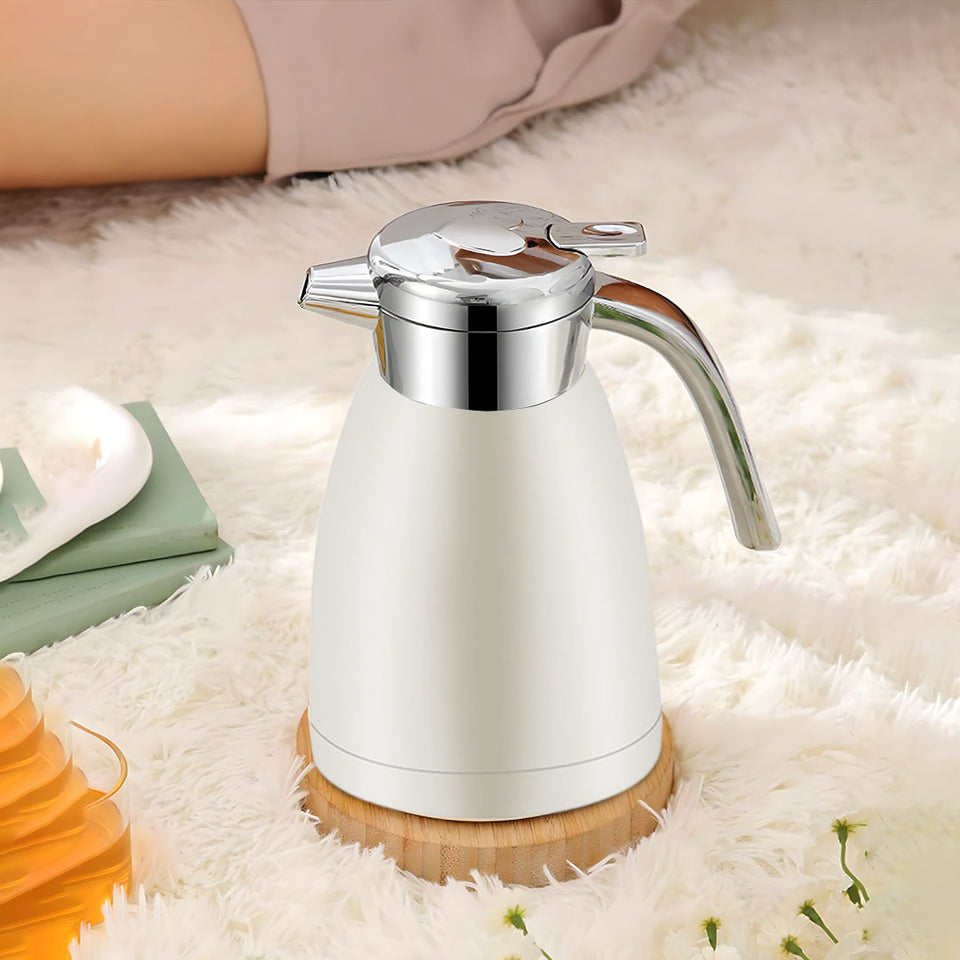 SOGA 1.2L Stainless Steel Water Bottle Insulated Vacuum Flask Coffee Jug Thermal White