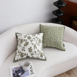 SOGA 2X Floral Cushion 45cm White Green Leaf Botanical Pattern Decorative Throw Pillow