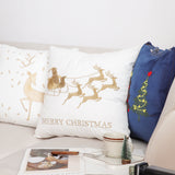 SOGA 2-Pack 45cm White & Gold Christmas Sleigh Throw Pillows