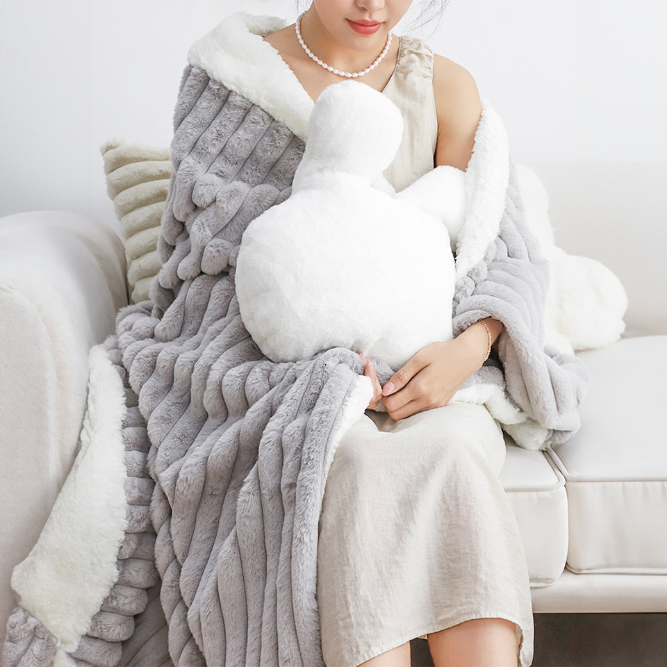 SOGA 2X 150x200cm Throw Blanket Smoke Gray Premium Milk Velvet Luxuriously Soft Cozy Bedding