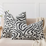 SOGA 2X 30cm Black White Abstract Swirl Pattern Decorative Throw Pillow