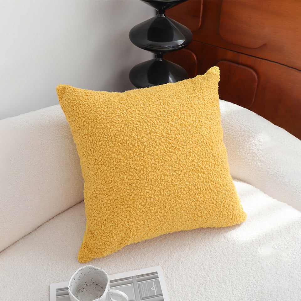 SOGA 2X Boucle Textured Cushion 50cm Mustard Yellow Soft Cozy Decorative Throw Pillow