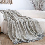 SOGA Soft  Light Beige Tassel Throw Blanket 160x200cm Soft Polyester