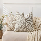 SOGA 2X 50cm Gray White Abstract Swirl Pattern Decorative Throw Pillow