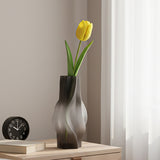 SOGA 33cm Glass Vase Grey with Beautiful glass Bubble Texture Art Vases