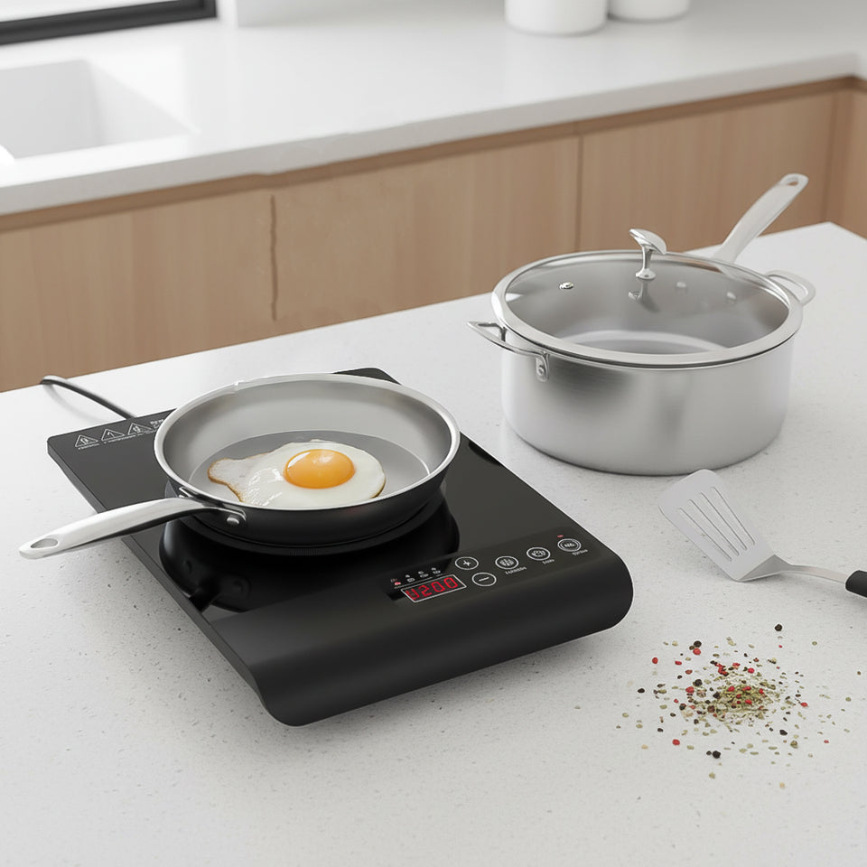 SOGA Kitchenware Bundle – 35.5cm Smart Induction Cooktop, 30cm Saucepan & 28cm Fry Pan