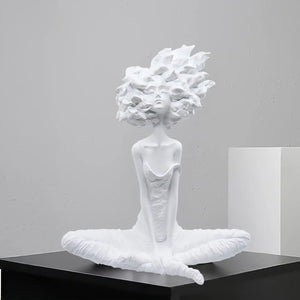 SOGA 59cm White Resin Sculpture Abstract Yoga Girl Design for Home Decor