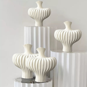 SOGA 2X 28x30cm Large Matte White Decorative Vases – Countertop Ornament