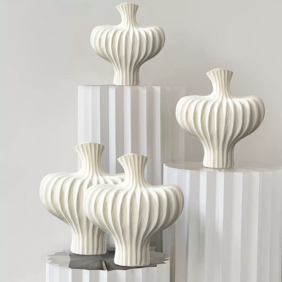 SOGA 2X 28x30cm Large Matte White Decorative Vases – Countertop Ornament