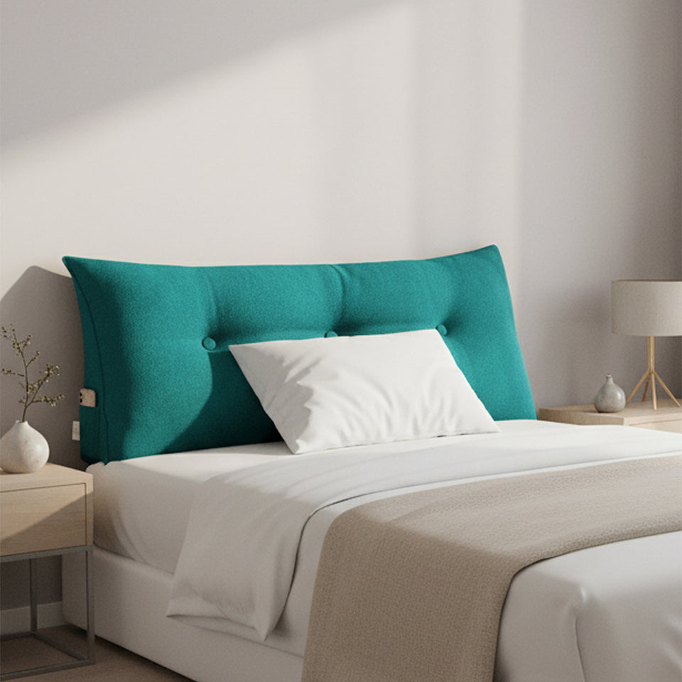 SOGA 100cm Blue Green Triangular Wedge Bed Pillow Headboard Backrest Bedside Tatami Cushion Home Decor