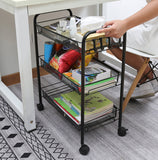 SOGA 3 Tier Steel Black Bee Mesh Kitchen Cart Multi-Functional Shelves Storage Organizer with Wheels