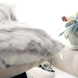 SOGA 2X 45cm Throw Pillow Floral Gray Rabbit Fur Square Warm Cozy Decorative Cushion Home Decor