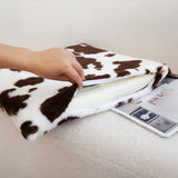 SOGA Coffee Cowhide Square Cushion Soft Leaning Plush Backrest Throw Seat Pillow