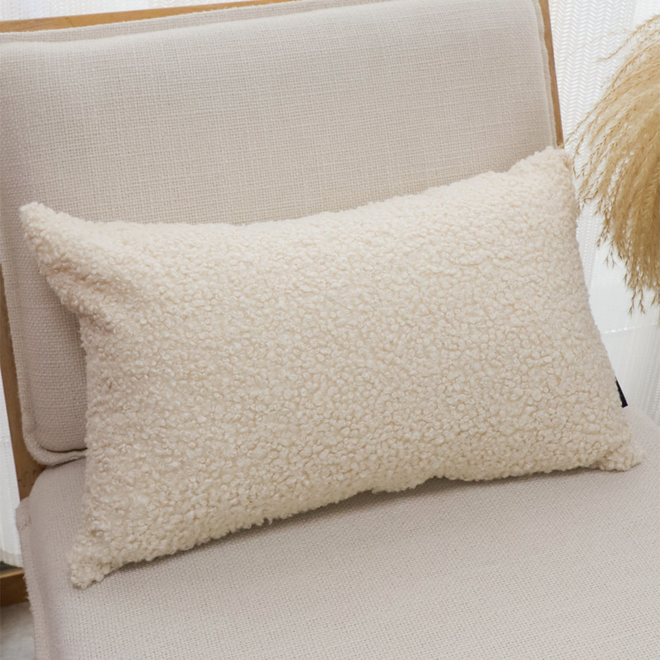 SOGA 30cm Cream Boucle Textured Fluffy Decorative Throw Pillow