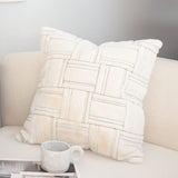 SOGA 45cm Bohemian Cream Tufted Grid Pattern Decorative Throw Pillow