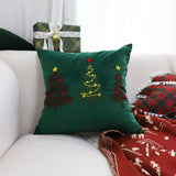 SOGA 2-Pack 45cm Green Christmas Tree Embroidered Throw Pillows