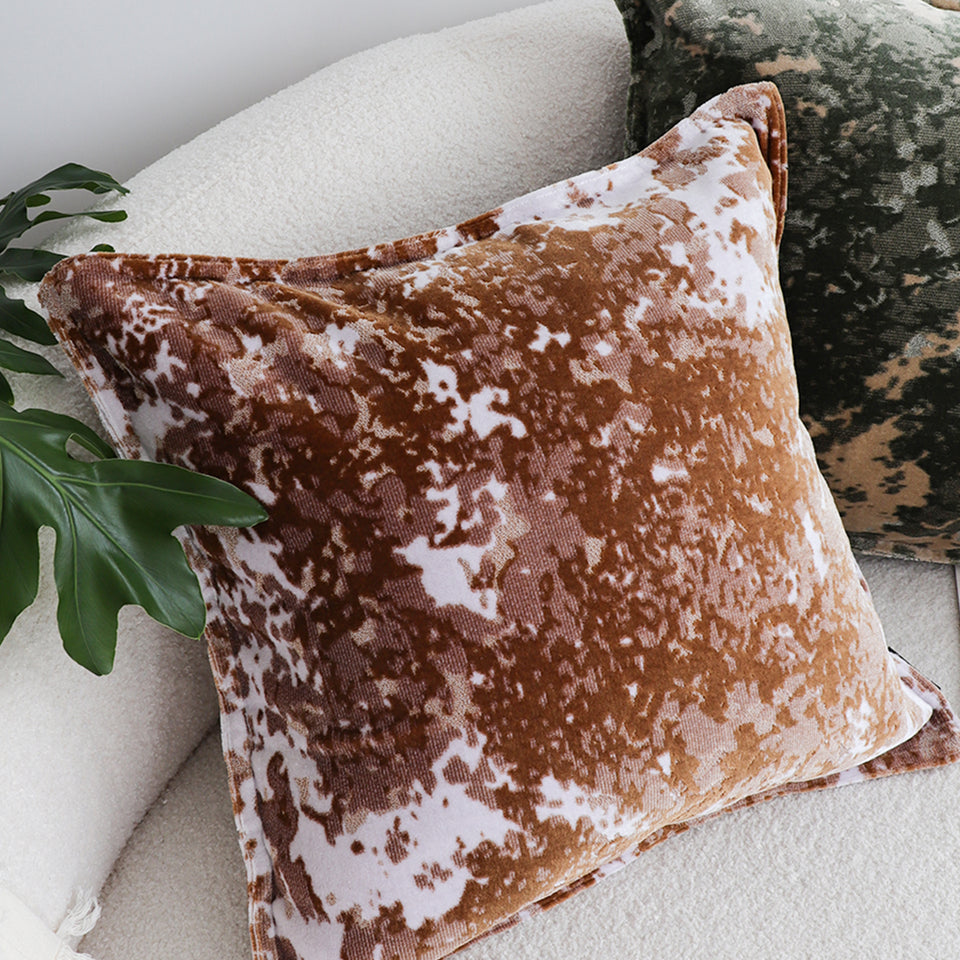 SOGA 2X 50cm Brown White Crushed Velvet Decorative Throw Pillow