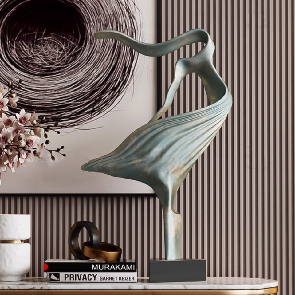 SOGA 65cm Gray Modern Abstract Dancer Sculpture with Black Base for Home Decor